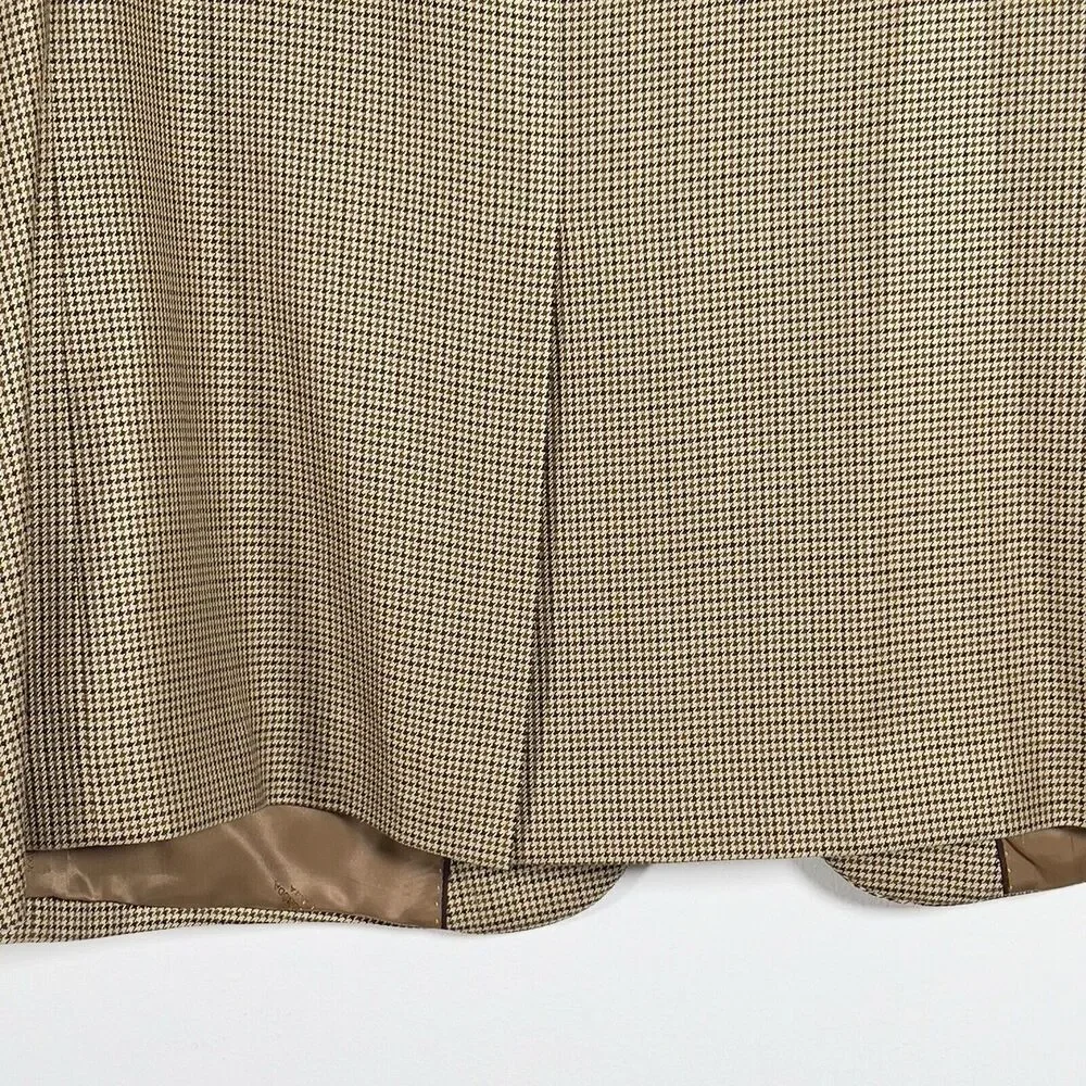 Pronto Moda Italia Cashmere Silk Wool‎ Blazer Mens Sz 46R Houndstooth Brown